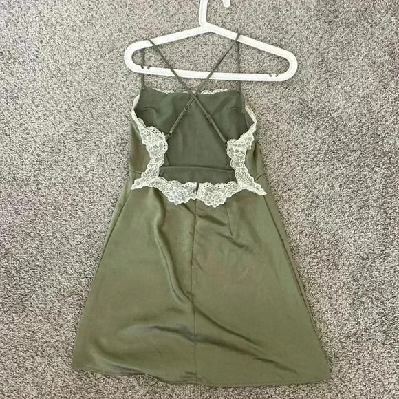 90s style silky mini dress green XS - Picture 3 of 5